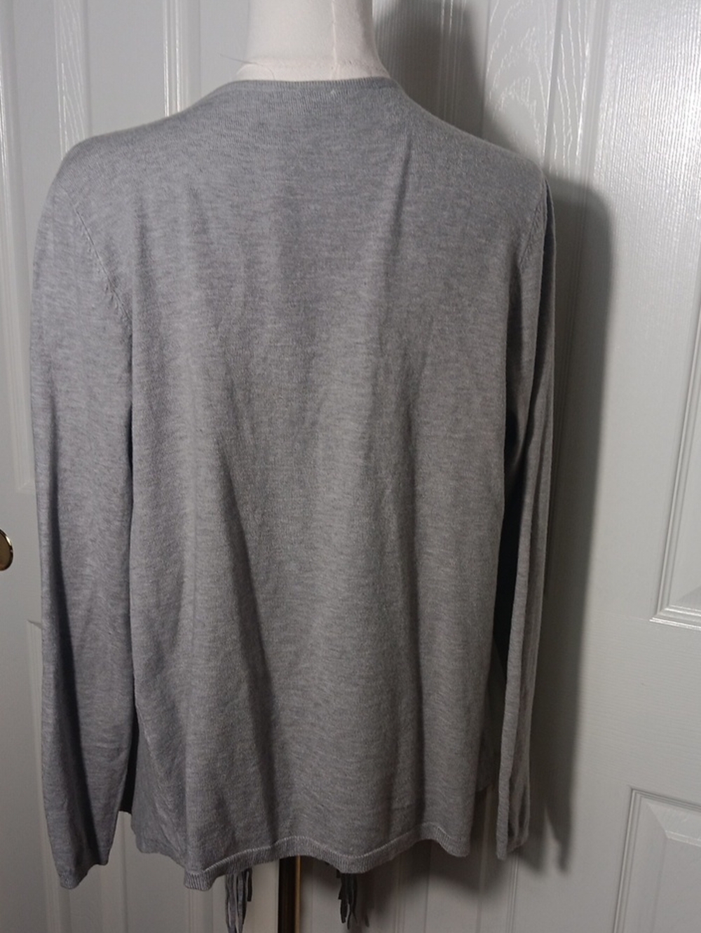 NWT Vila Milano Heather Grey Fringe Open Front Cardigan W/ Pockets - Size Small - Picture 5 of 11
